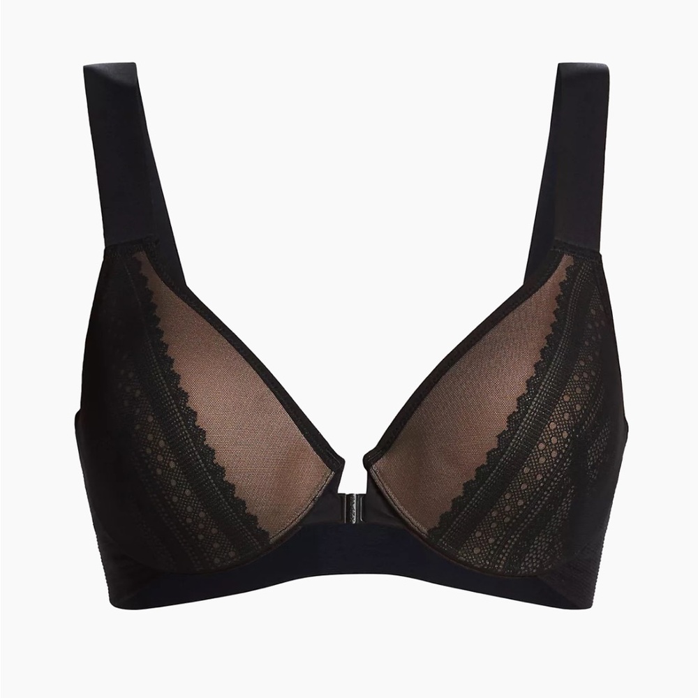 Spanx Bra-llelujah Illusion Lace Full Coverage Bra Black Toasted Oatmeal NWT